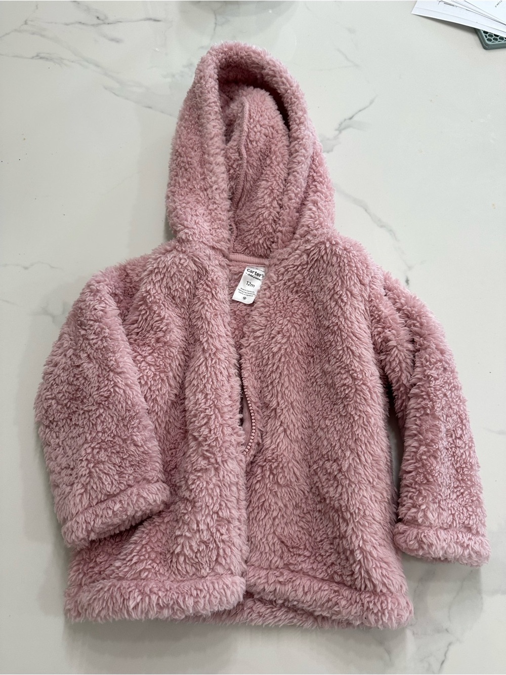 Carter's Plush Hooded Jacket in Light Pink